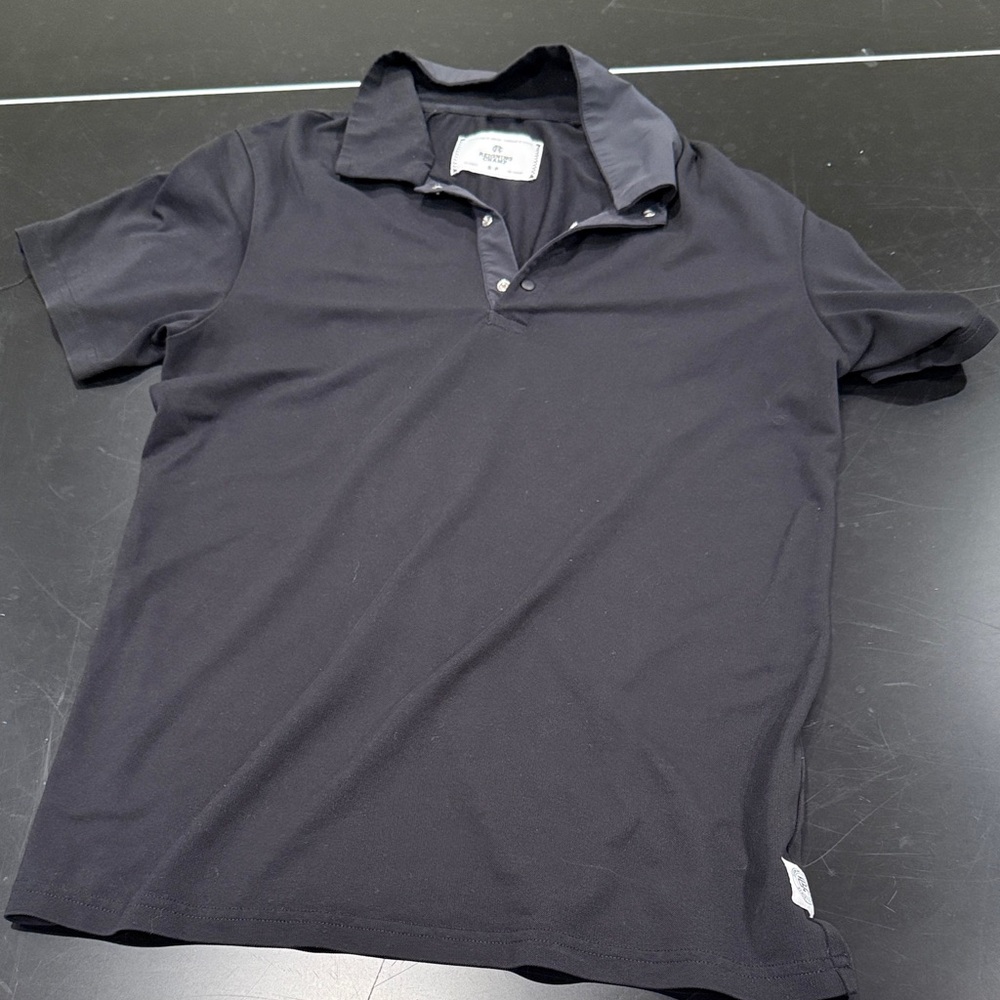 Reigning Champ Mens Black Polo Golf Shirt
